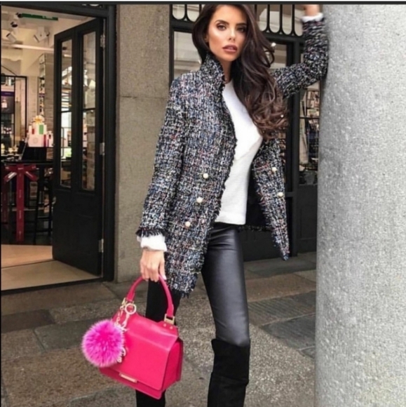 Zara * tweed textured long blazer size XS - Picture 10 of 16